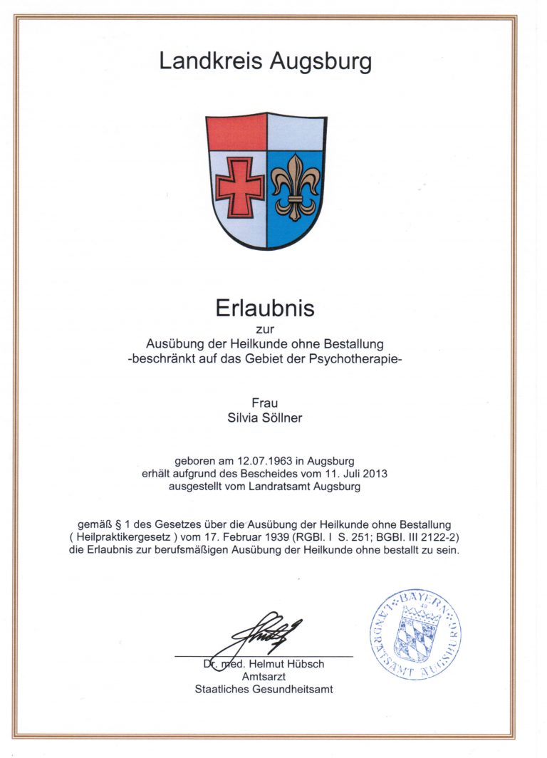 geprüfte Heilpraktikerin für Psychotherapie