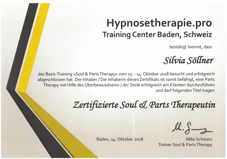 Zertifikat Soul & Parts Therapeutin